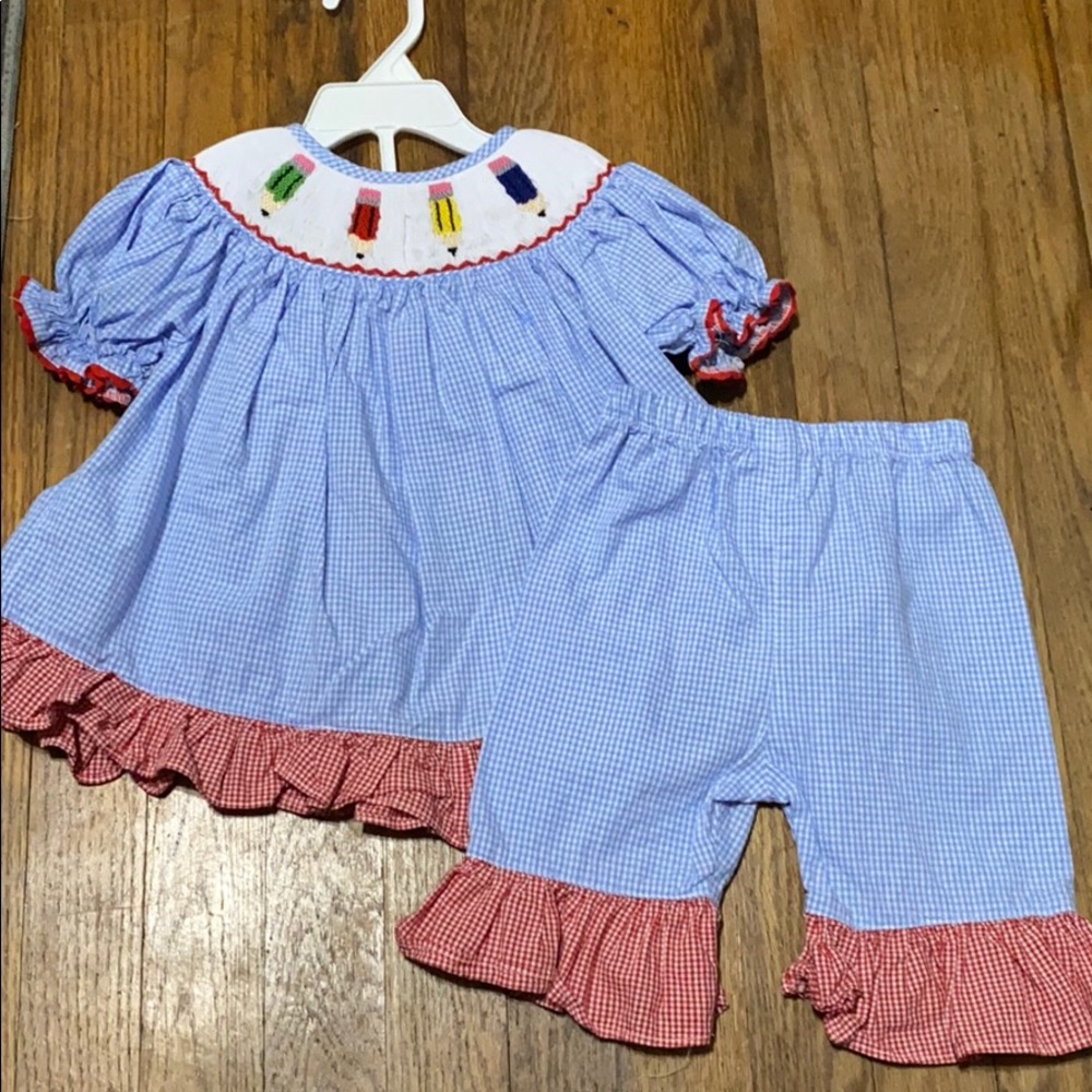 18M Smock Monkey smocked pencil set